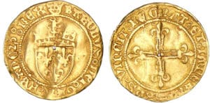 Charles VII - Demi-écu d'or à la couronne - 2ème émission - Rouen 