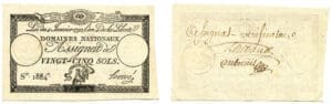 Assignat vérificateur de 25 sols - Signé Hervé - 4 janvier 1792