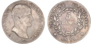 5 francs Bonaparte premier consul - An XI MA (Marseille) 5 francs Bonaparte premier consul - An XI MA (Marseille)