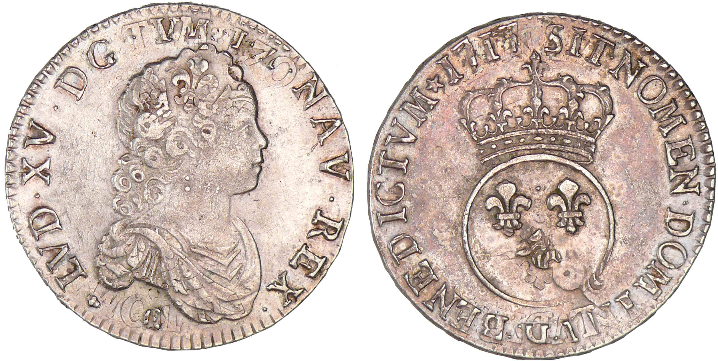 Louis XV - Demi-écu vertugadin - 1717 H (La Rochelle) Louis XV - Demi-écu vertugadin - 1717 H (La Rochelle)