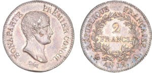 2 francs Bonaparte premier consul - An 12 A (Paris) 2 francs Bonaparte premier consul - An 12 A (Paris)