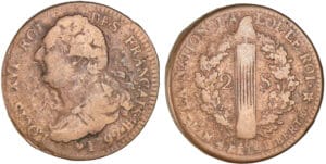 2 sols au faisceau type FRANCAIS - 1792 BB (Strasbourg) 2 sols au faisceau type FRANCAIS - 1792 BB (Strasbourg)