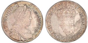 Louis XIV - Demi-écu à la mèche longue - 1649 B (Rouen) Louis XIV - Demi-écu à la mèche longue - 1649 B (Rouen)