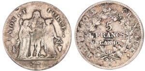 5 francs Hercule union et force - An 10 Q (Perpignan) 5 francs Hercule union et force - An 10 Q (Perpignan)
