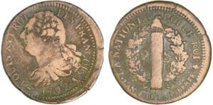 2 sols au faisceau type FRANCOIS - 1792 A (Paris) 2 sols au faisceau type FRANCOIS - 1792 A (Paris)