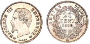 20 centimes Napoléon III tête nue 1859 A (Paris)