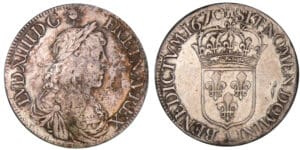 Louis XIV - Ecu au buste juvénile - 2ème poinçon - 1670 A (Paris) Louis XIV - Ecu au buste juvénile - 2ème poinçon - 1670 A (Paris)