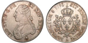 Louis XVI - Ecu au buste habillé - 1791 A (Paris) Louis XVI - Ecu au buste habillé - 1791 A (Paris)