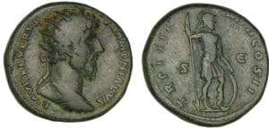 Lucius Vérus - Dupondius (164, Rome) - Mars Lucius Vérus - Dupondius (164, Rome) - Mars