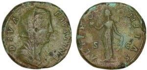 Faustine mère - Sesterce (147, Rome) - L'Eternité Faustine mère - Sesterce (147, Rome) - L'Eternité