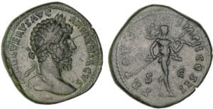 Lucius Vérus - Sesterce (165, Rome) - Mars Lucius Vérus - Sesterce (165, Rome) - Mars