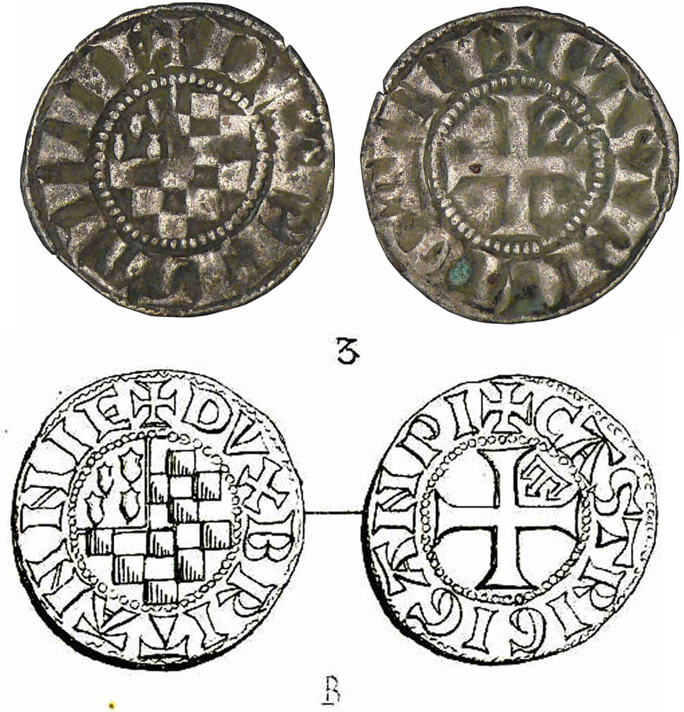 Jean II, Arthur II et Jean III - monnayage anonyme - Denier (Guingamp) Jean II, Arthur II et Jean III - monnayage anonyme - Denier (Guingamp)