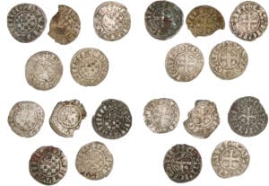 Jean II, Arthur II et Jean III - monnayage anonyme - lot de 10 deniers (Guingamp) Jean II, Arthur II et Jean III - monnayage anonyme - lot de 10 deniers (Guingamp)