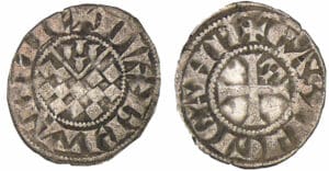 Jean II, Arthur II et Jean III - monnayage anonyme - Denier (Guingamp)