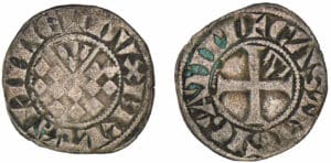 Jean II, Arthur II et Jean III - monnayage anonyme - Denier (Guingamp)