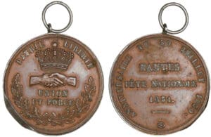 Jeton franmaçonique - Nantes - Fête nationnale 1831 Jeton franmaçonique - Nantes - Fête nationnale 1831
