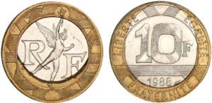 10 francs Génie de la Bastille 1988 - Coeur décentré