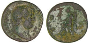 Hadrien - Denier (126, Rome) - Rome assise Hadrien - Denier (126, Rome) - Rome assise