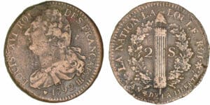 2 sols au faisceau type Français - 1792 BB (Strasbourg) 2 sols au faisceau type Français - 1792 BB (Strasbourg)