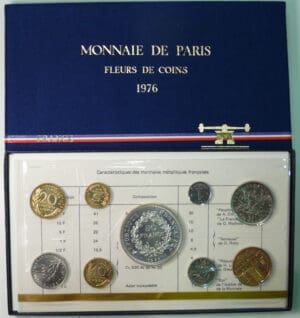 Coffret Fleur De Coin 1976 avec 1 centime avec rebord