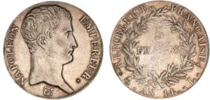 5 francs Napoléon empereur - An 14 L (Bayonne) 5 francs Napoléon empereur - An 14 L (Bayonne)