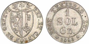 Suisse - Canton de Genève - 1 sol 6 deniers 1825 Suisse - Canton de Genève - 1 sol 6 deniers 1825