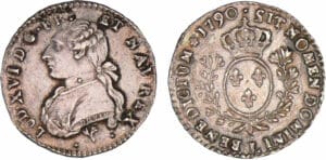 Louis XVI - Dixième d'écu au buste habillé - 1790 L (Bayonne) à l'effigie du 1/2 louis d'or Louis XVI - Dixième d'écu au buste habillé - 1790 L (Bayonne) à l'effigie du 1/2 louis d'or