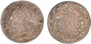Louis XV - Cinquième d'écu à la veille tête - 1774 BB (Strasbourg) Louis XV - Cinquième d'écu à la veille tête - 1774 BB (Strasbourg)