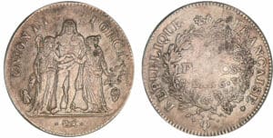 5 francs Hercule union et force - An 6 Q (Perpignan) 5 francs Hercule union et force - An 6 Q (Perpignan)