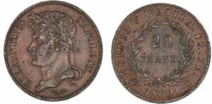 Allemange - Westphalie - 20 frank 1809 C (Cassel) - Surmoulage en étain bronzé Allemange - Westphalie - 20 frank 1809 C (Cassel) - Surmoulage en étain bronzé