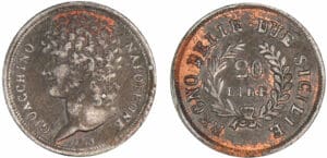 Italie - Royaume de Naples et des deux Siciles - Joseph Napoléon - 20 lire 1813 (Naples) - Surmoulage en étain bronzé Italie - Royaume de Naples et des deux Siciles - Joseph Napoléon - 20 lire 1813 (Naples) - Surmoulage en étain bronzé