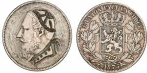 Belgique - Léopold II - 5 fancs 1873 - Monnaie satirique