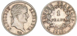 1 franc Napoléon revers empire 1812 B (Rouen) 1 franc Napoléon revers empire 1812 B (Rouen)