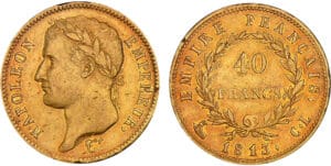 40 francs Napoléon revers empire 1813 CL (Gênes) 40 francs Napoléon revers empire 1813 CL (Gênes)