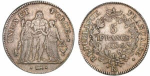 5 francs Hercule union et force - An 6 K (Bordeaux) 5 francs Hercule union et force - An 6 K (Bordeaux)