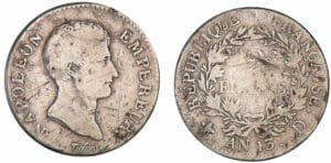 2 francs Napoléon empereur - An 13 D (Lyon) 2 francs Napoléon empereur - An 13 D (Lyon)