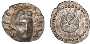 Carie - Rhodes - Trihémiobole - Magistrat Phainilas (88-43 av. J.-C.) Carie - Rhodes - Trihémiobole - Magistrat Phainilas (88-43 av. J.-C.)