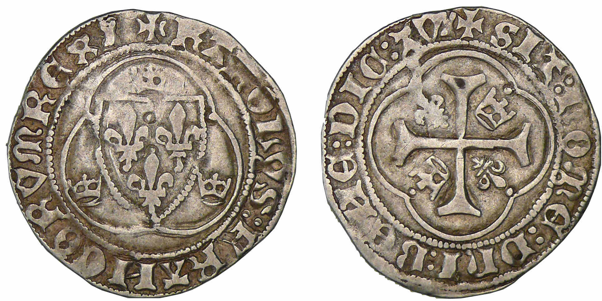 Charles VII - Blanc à la couronne - Tours Charles VII - Blanc à la couronne - Tours
