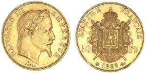 50 francs Napoléon III tête laurée 1862 BB (Strasbourg)