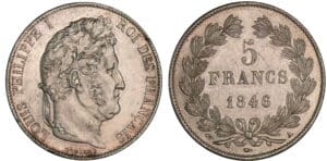 5 francs Louis-Philippe Ier tête laurée - 3ème type 1846 A (Paris) 5 francs Louis-Philippe Ier tête laurée - 3ème type 1846 A (Paris)