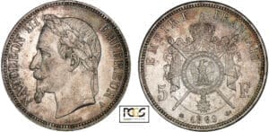 Napoléon III (1852-1870) - 5 francs tête laurée 1869 A (Paris)