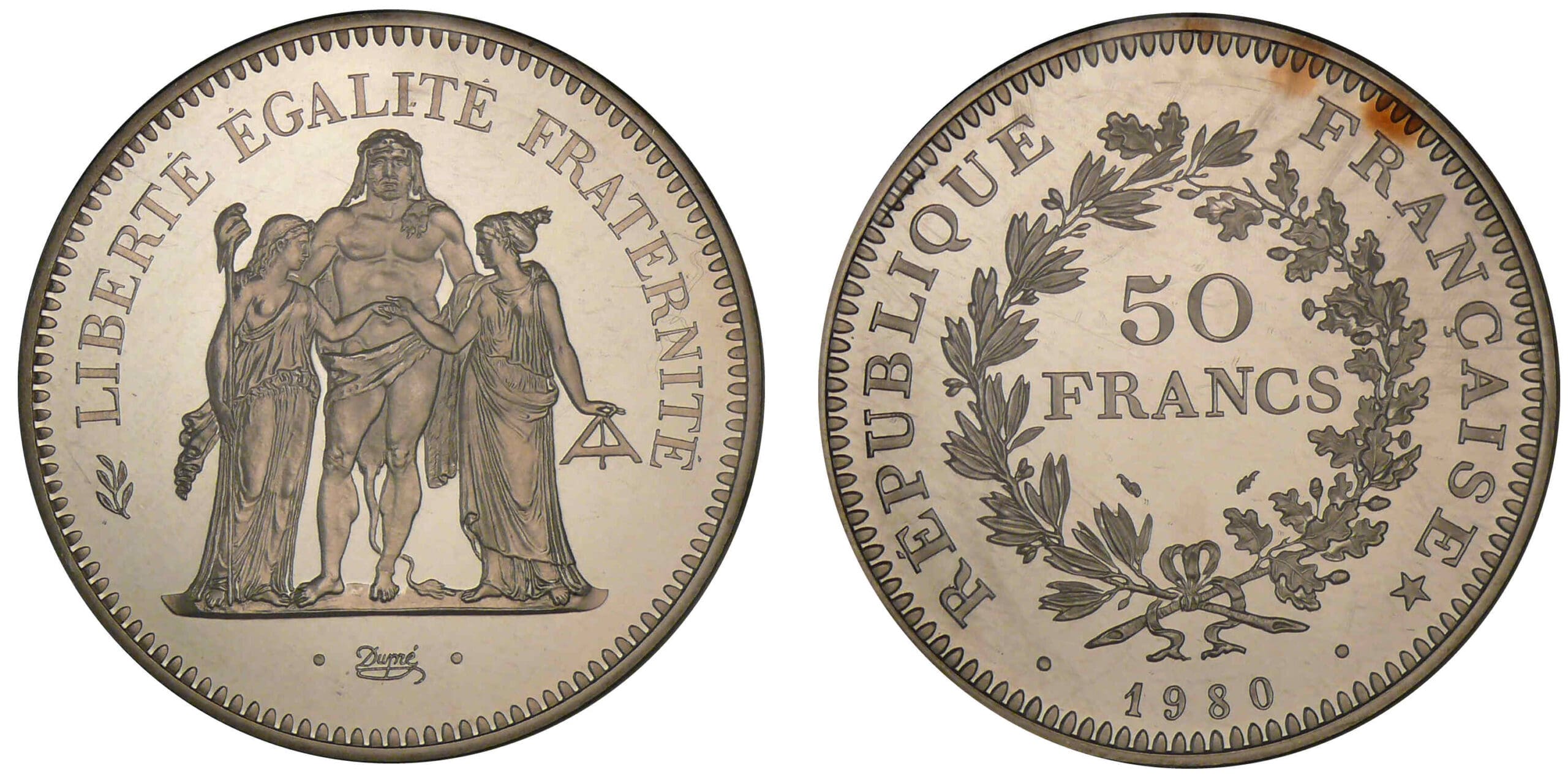 50 francs Hercule 1980 - Piéfort en argent 50 francs Hercule 1980 - Piéfort en argent