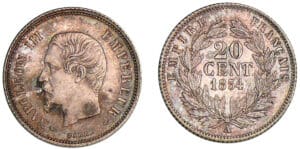 20 centimes Napoléon III tête nue 1854 A (Paris)