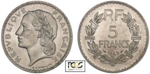 5 francs Lavrillier aluminium 1949