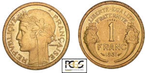 1 franc Morlon bronze-alu 1931 - Essai 1 franc Morlon bronze-alu 1931 - Essai