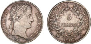 5 francs Napoléon revers république 1807 A (Paris)