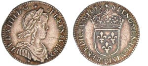 Louis XIV - 1/12 écu à la mèche longue - 1659 D (Lyon)