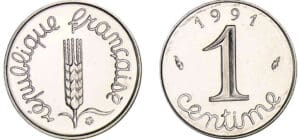 1 centime Epi 1991- Frappe médaille 1 centime Epi 1991- Frappe médaille