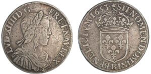 Louis XIV - ½ écu à la mèche longue - 1653 B (Rouen)