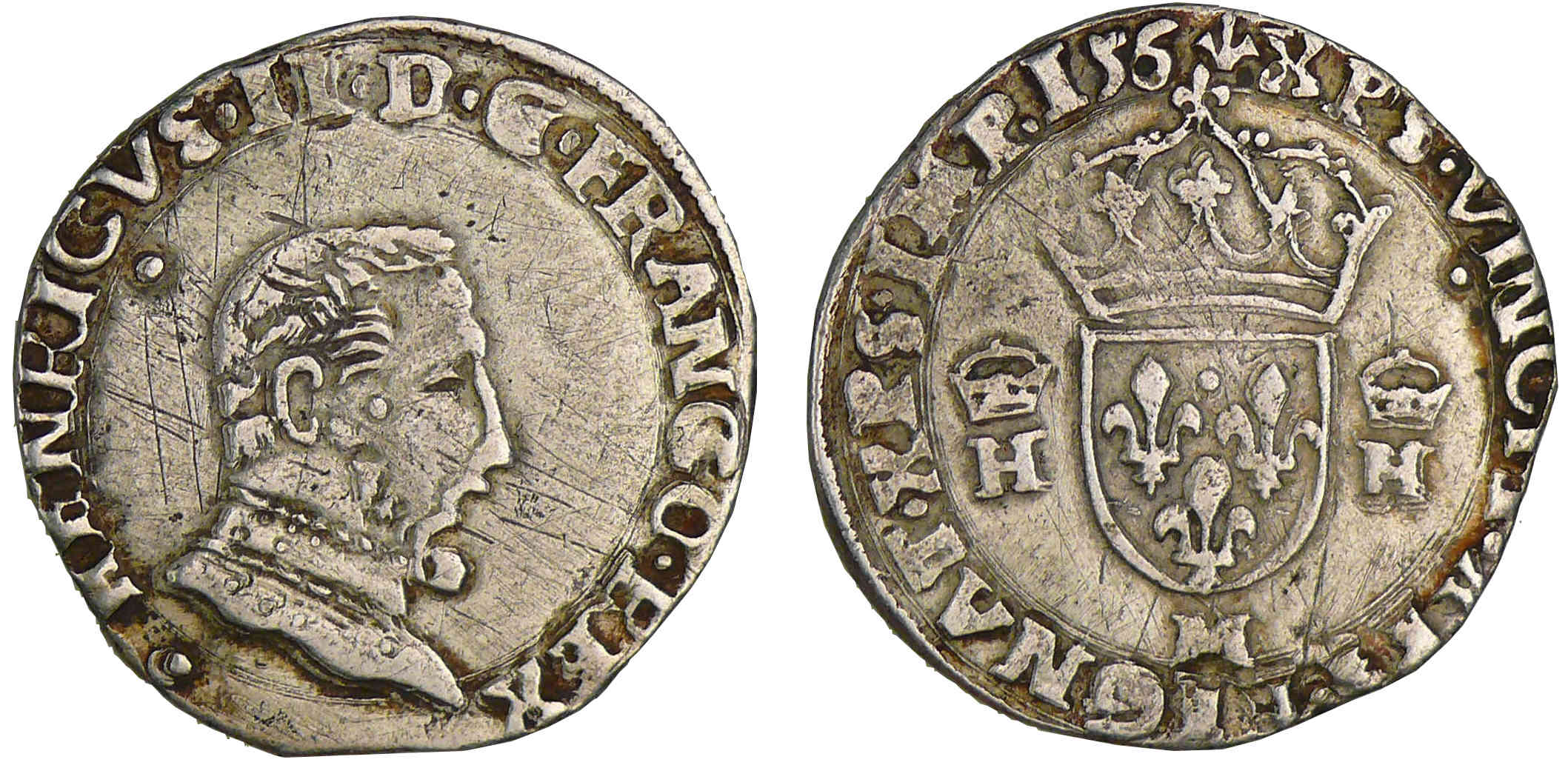 Henri II - Teston à la tête nue - 5ème type - 156- M (Toulouse) Henri II - Teston à la tête nue - 5ème type - 156- M (Toulouse)